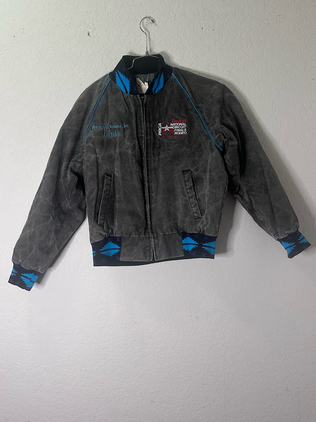 Vintage Prca Rodeo Jacket In Charcoal With Turquoise Accents
